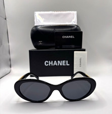 CHANEL 5515 Women  s Oval Sunglasses Black Frame Gray Tinted UV400 140