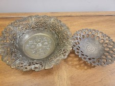 Vintage Italian Ornate Metal Bowls Set of 2 – Made in Italy Floral Design