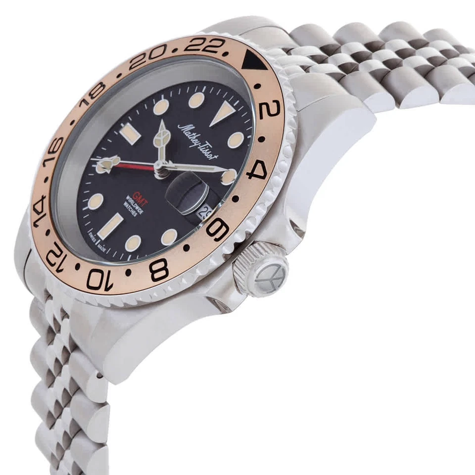 Mathey-Tissot Mathy Vintage Gmt GMT Quartz Black Dial Men's Watch H903RNC - Image 2 of 3