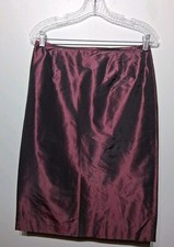 Lafayette 148 New York Women's Burgundy Silk Tafetta Pencil Skirt Size 8 NWT