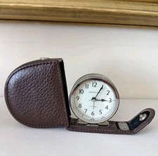 Vintage Roger LASCELLES Travel Alarm Clock In Leather Case.
