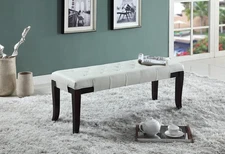 Linon Faux Leather Tufted Bench, White