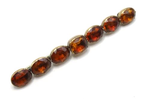 Vtg. Amber Glass Rhinestone Costume Jewelry Brooch - S1