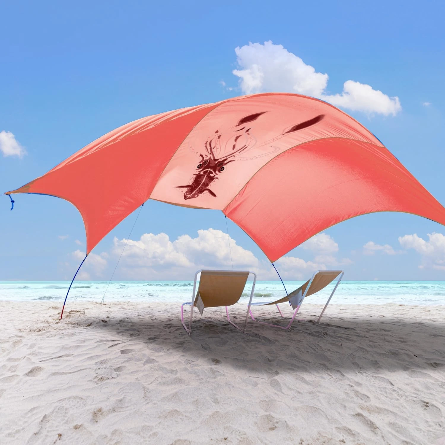 Beach Wind-Powered Shade Canopy, Portable Sun Shelter Tent, UPF 50+ UV Protectio