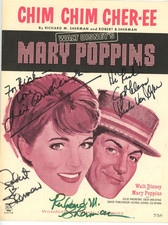 Autographed 9x12 Sheet Music Julie Andrews Dick Van Dyke Richard, Robert Sherman