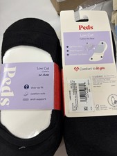 2 6-Packs Peds Women's Low Cut Cushion No Show Liner Socks Black Size E 8-12