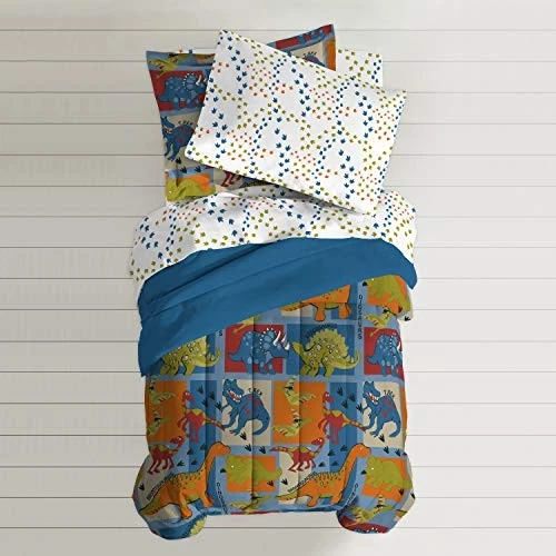 Bloques de dinosaurios ultra suave microfibra niños edredón dos bloques de dinosaurios azules Foto 3 de 4