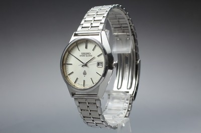 Exc+5] Seiko Grand Quartz 4842-8110 Date Silver Men's Watch