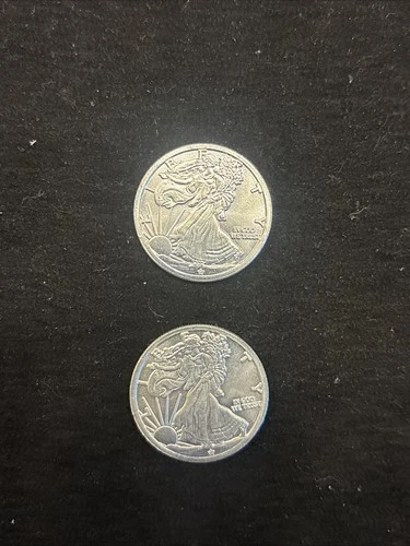 Walking Liberty Coin Round .999 Fine Silver 1/4 oz Ounce Lot of 2