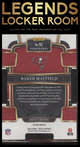 2023 Panini Select #92 Baker Mayfield Neon Green Prizms Die Cuts #/599 - Picture 2 of 2