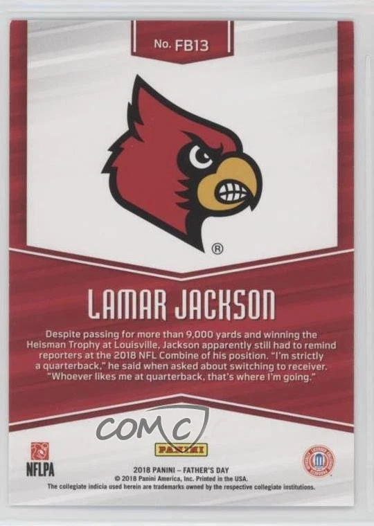 2018 Panini Father's Day NFL Rookies Future Frames /50 Lamar Jackson #FB13 RC - Image 2 of 2