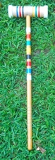 Vintage Forster Striped Wooden Croquet Mallet Wood White Cap 24.5"
