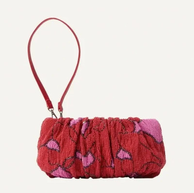 STAUD Bean Versatile Convertible Beaded Bag Purse Red Pink Hand Bag