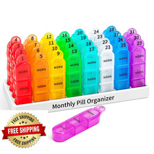 Daviky Monthly Pill Organizer 3 Times a Day - 32 Daily Boxes for 30 Days