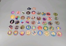 Vintage POG Milk Caps Lot Of 47 90s Simpsons NFL Poison Collectible Game Pieces