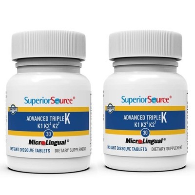 Superior Source Triple K MK-4 500mcg MK-7 50mcg K1 500mcg 30 Quick Dissolve Tabs