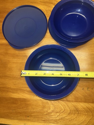 TUPPERWARE (2) BLUE Impressions Bowls-13 oz cereal soup bowl Unused #3470 + seal - Picture 8 of 10