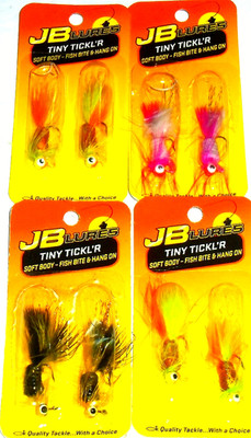 JB Lures 1/32 Tiny Tickl'r Panfish Jigs Lot of 4-Packs-2 per pack)