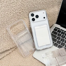 For iPhone 17 Pro Max 17 Air Hybrid Slim Fit Wallet Clear Case with Card Holder