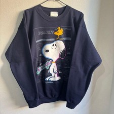 Peanuts Snoopy 90s Navy XL Sweatshirt Vintage Used Condition B