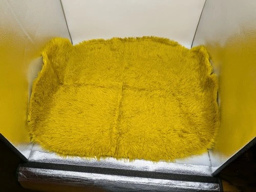 Vintage 1960s Mustard Yellow Faux Fur Small Rug Bath Mat 24 In By 36 In Long