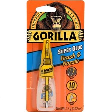 Gorilla Super Glue with Brush  Nozzle Applicator, 12 Gram, Clear, Pack of 12 
