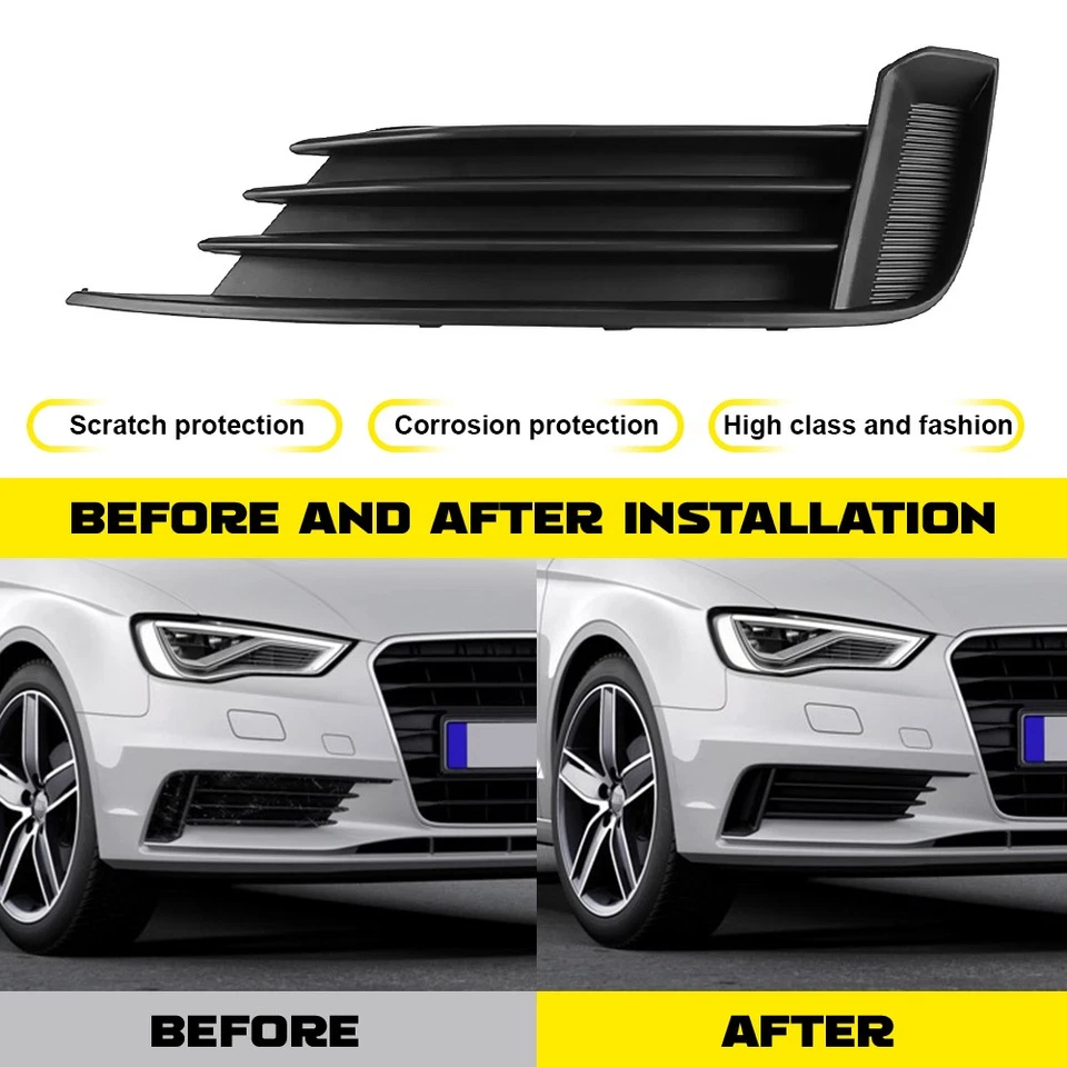 Right Side Fog Front Bumper Light Lamp Grille Cover Fit For AUDI S3 A3 2013-2017 - Image 4 of 4