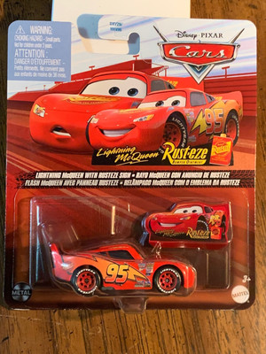 Disney Pixar Cars Lightning McQueen With Rusteze Sign New On card 2024