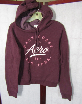 Aeropostale 1987 Plum/Pink Pullover Hoodie Sweatshirt Youth Size S (10-12)