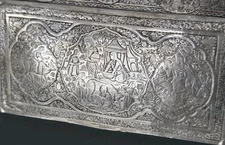 Extra Large Genuine Middle Eastern Silver Vanity Jewelry Box  By JAFAR 