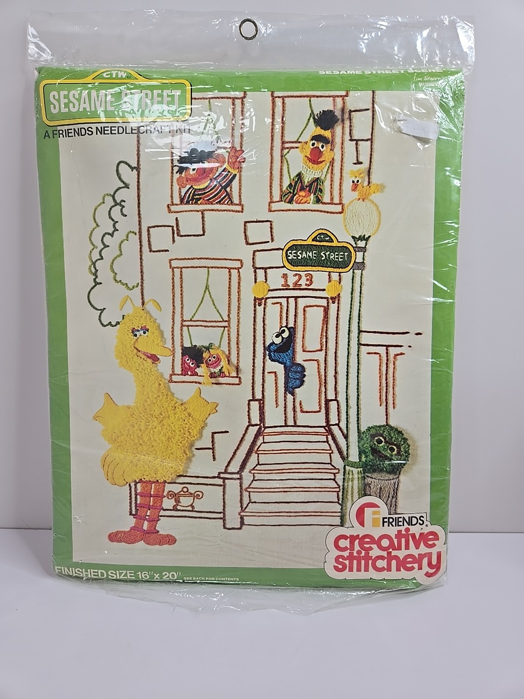 Set of 4 Sesame Street Grover Cookie Monster Creative Stitchery Crewel Kits