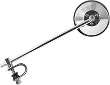 Mirror Clamp-on Chrome Round Left or Right 9'' Long Stem