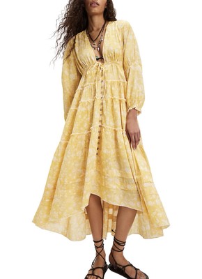 free people pappiet midi dress NWT Free People Pappiet Midi Dress Womens Sz M Empire Waist Floral  Cottagecore