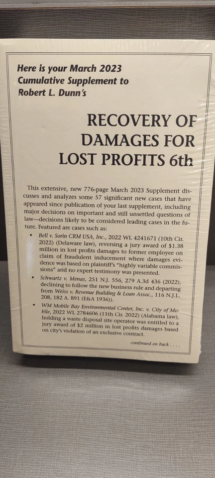 2023 Recovery of Damages for Lost Profits 6th FULL SET R.L.  DUNN as New - Image 2 of 4
