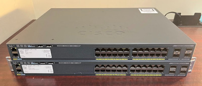 Lot of 2 Cisco WS-C2960X-24PS-L V02 Catalyst 2960-X 24-Port PoE+ Switches