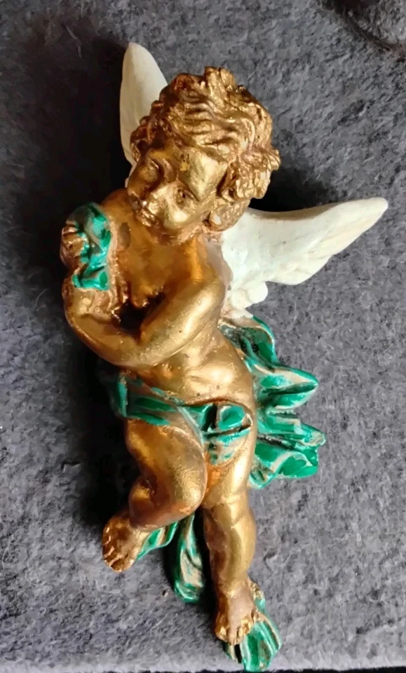 grand angelot en plâtre ancien vintage - Photo 4/4