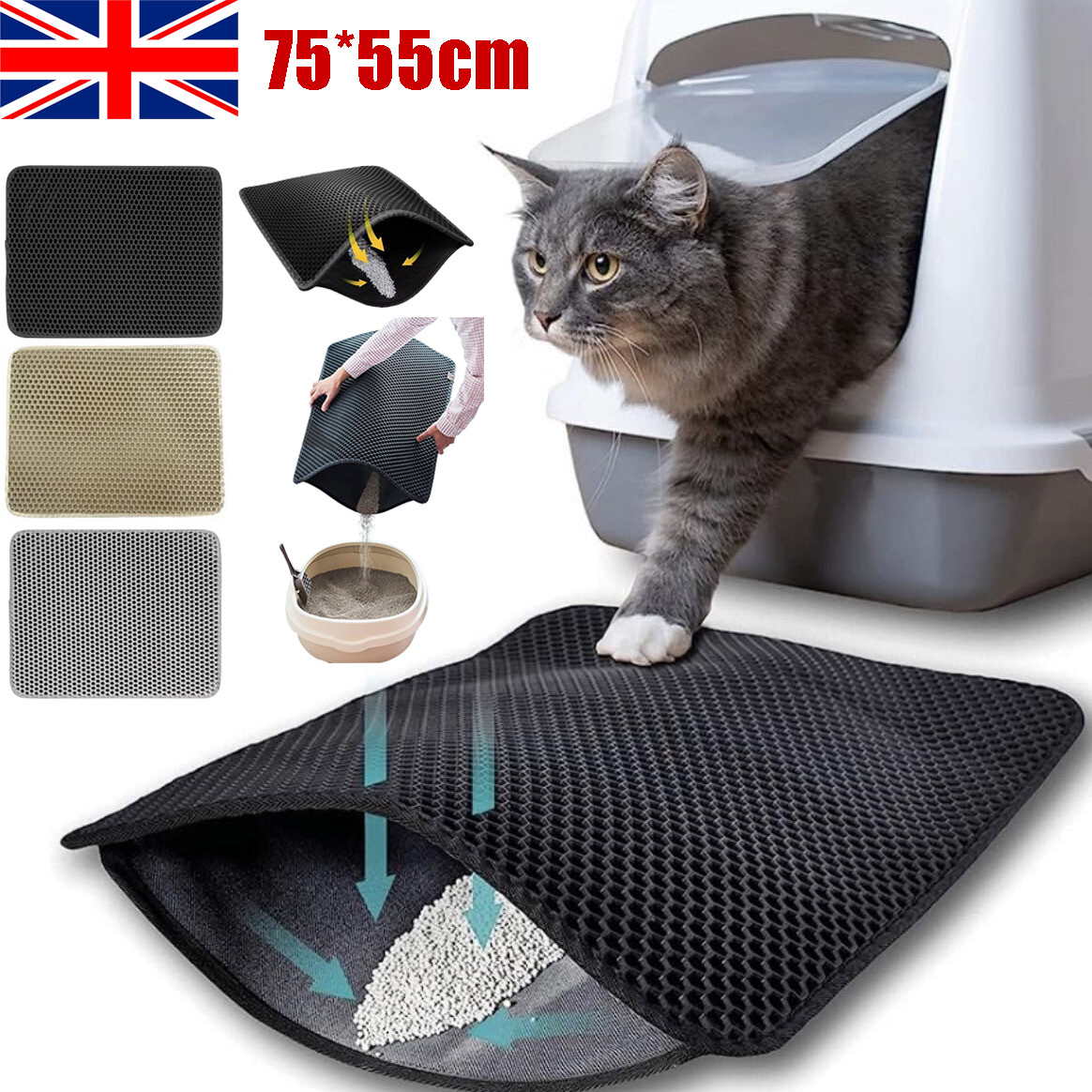 Double Layer Cat Litter Mat Non-Slip Washable Pad for Cats Litter Box, Paw  Clean