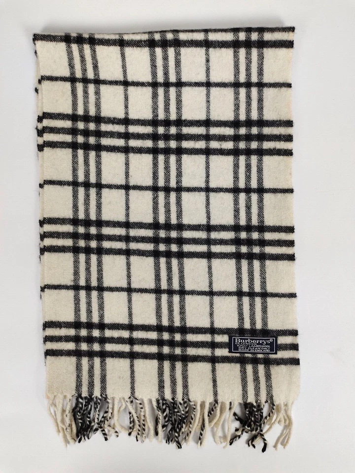 Burberry подлинный винтажный nova чек слоновой кости 100% ягненка шерсти зимний шарф шарфы - Изображение 3 из 4