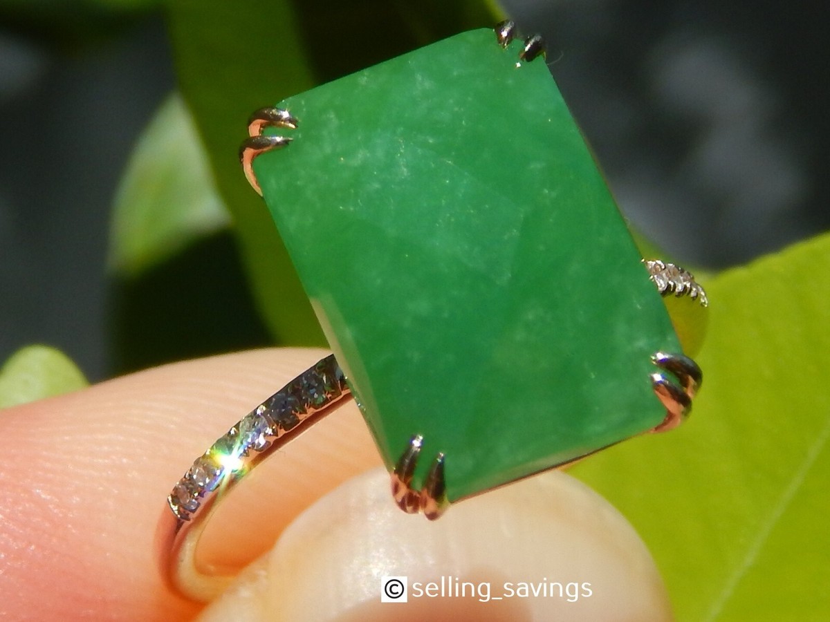 14K YELLOW GOLD EFFY LARGE JADE DIAMOND COCKTAIL RING SIZE