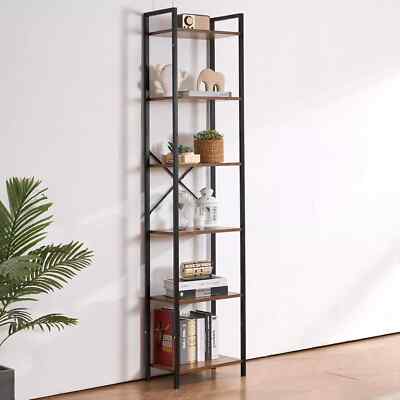 Rustikales Tallboy Bücherregal 6 Ebenen Bücherregal Hochregal Standregal Vitrinenregal