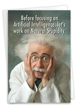 1 Funny Birthday Greeting Card with Envelope Bday Natural Stupidity -NobleWorks