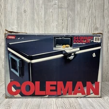 Vintage Coleman Steel Belted 54 Qt Cooler Vintage Blue Box Camping Ice Travel