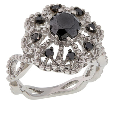 Colleen Lopez Sterling Silver Black Diamond & Black Diamond Ring. Size 8
