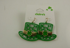 Claire's earrings clover shamrock hat shape St Patrick's day