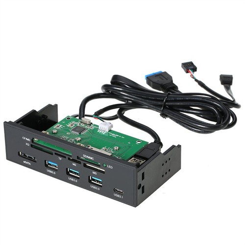 5.25" PC Computer Front Panel USB Card Reader USB 3.0 Type-C eSATA MD SD MMC TF - Picture 6 of 7
