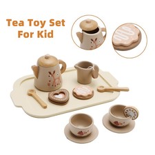 13Pcs Western Kitchen Wooden Tea Sets Play Kitchen Dishes/Tea Set For Kid E0