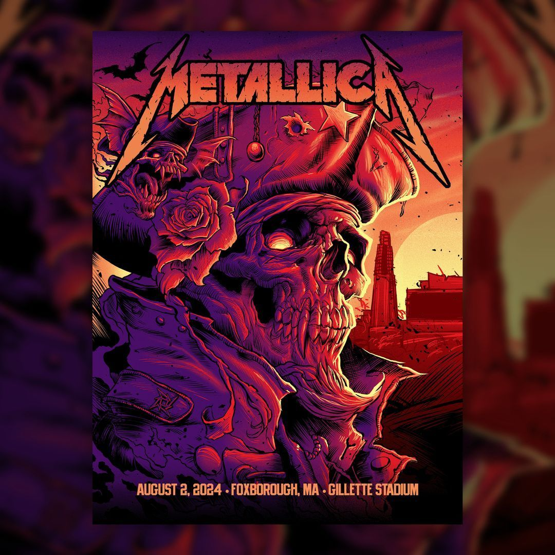Metallica Foxborough, MA Tour 2024 18x24 inch Free Shipping