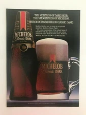 Michelob Classic Dark Beer Circa 1983 Vintage Print Ad 