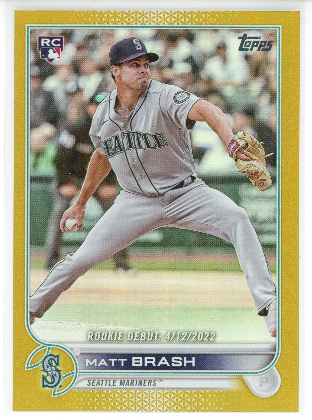 2022 Topps Update Gold Foil #US274 Matt Brash RC Debut (Mariners)