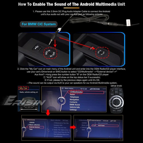 10.25" Android 14 4+64GO GPS Autoradio CarPlay Wifi pour BMW 5 Série F10/F11 CIC - Afbeelding 11 van 24